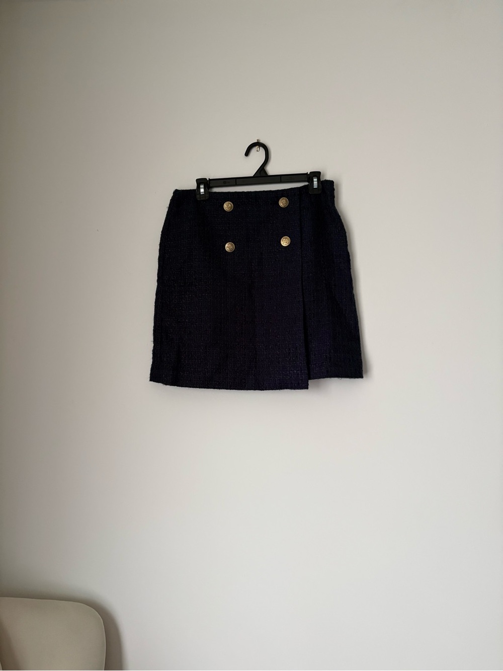 LOFT Navy Mini Skirt with Gold Buttons